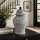 Loi Temple Jar with Lid | Black White Grid Pattern Ceramic | 13" Decor