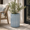 Scalloped Planter | Cylindrical Shape | Speckled Blue Ceramic 11"