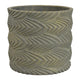 Cylindrical Planter | Raised Feather Motifs | Gray & Gold Terracotta 7"