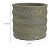 Cylindrical Planter | Raised Feather Motifs | Gray & Gold Terracotta 7"