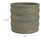 Cylindrical Planter | Raised Feather Motifs | Gray & Gold Terracotta 7"