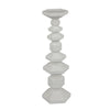 Tabletop Pillar C&le St& | Stacked Geometric Shapes | White Resin 18"