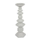 Tabletop Pillar C&le St& | Stacked Geometric Shapes | White Resin 18"