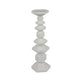 Tabletop Pillar C&le St& | Stacked Geometric Shapes | White Resin 18"