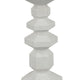 Tabletop Pillar C&le St& | Stacked Geometric Shapes | White Resin 18"