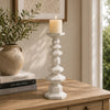 Tabletop Pillar C&le St& | Stacked Geometric Shapes | White Resin 18"