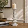Tabletop Pillar C&le St& | Stacked Geometric Shapes | White Resin 18"