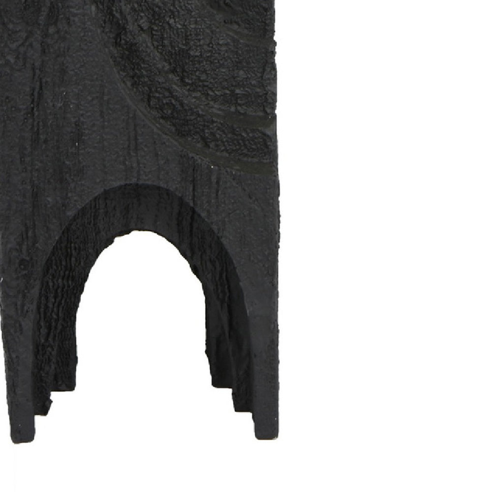 Tabletop Decor | Pillar C&le St& | Geometric Cutouts | Black Resin 21"