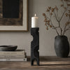Tabletop Decor | Pillar C&le St& | Geometric Cutouts | Black Resin 21"