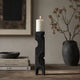 Tabletop Decor | Pillar C&le St& | Geometric Cutouts | Black Resin 21"
