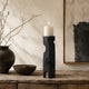 Tabletop Decor | Pillar C&le St& | Geometric Cutouts | Black Resin 21"