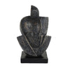 Tabletop Decor | Cubist Style Sculpture w Base | Dark Gray Resin 11"