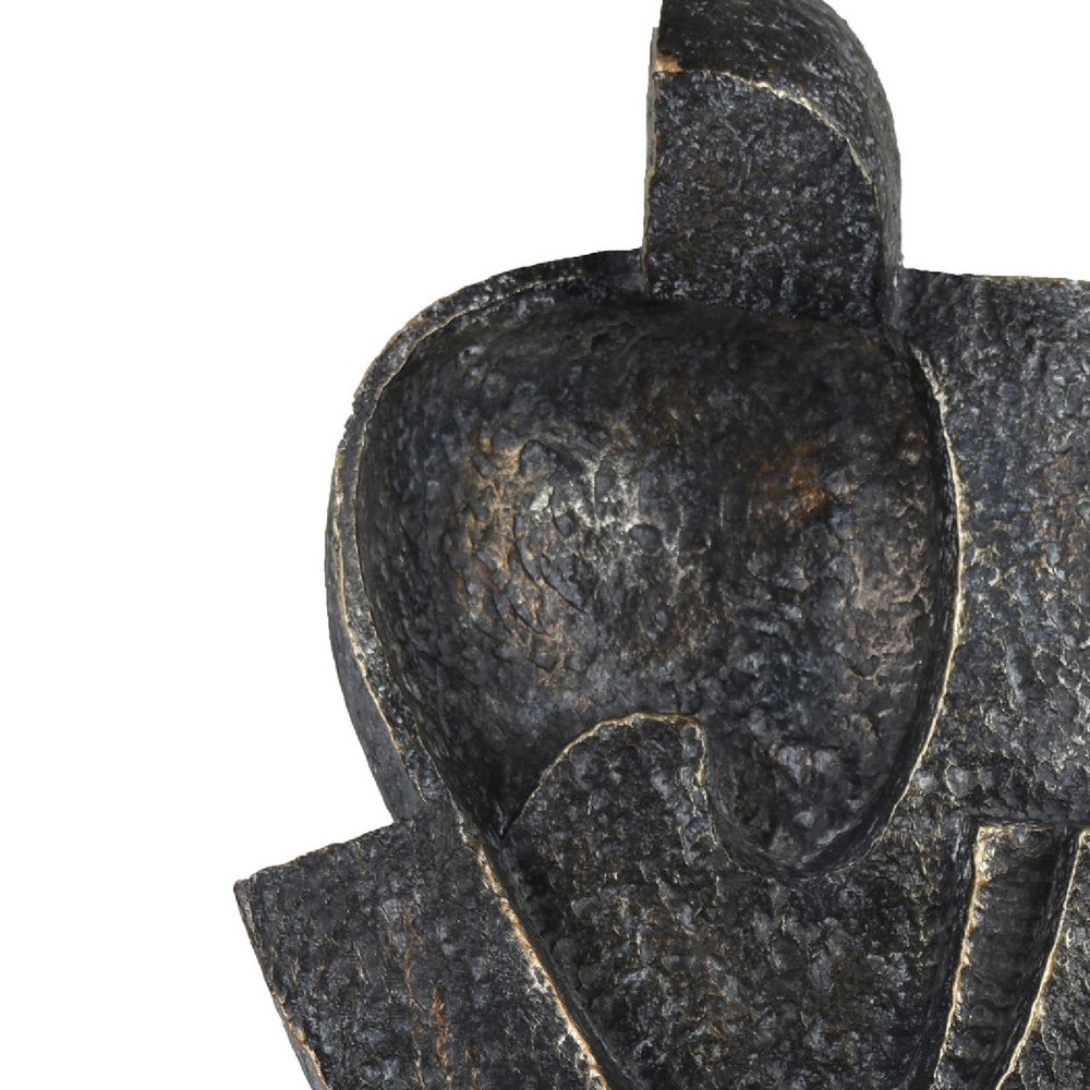 Tabletop Decor | Cubist Style Sculpture w Base | Dark Gray Resin 11"