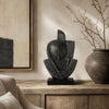 Tabletop Decor | Cubist Style Sculpture w Base | Dark Gray Resin 11"
