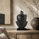 Tabletop Decor | Cubist Style Sculpture w Base | Dark Gray Resin 11"