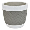 Decorative Planter | Chevron Design | Gray & White 7" Terracotta