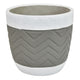 Decorative Planter | Chevron Design | Gray & White 7" Terracotta
