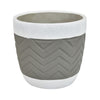 Decorative Planter | Chevron Design | Gray & White 7" Terracotta