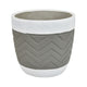 Decorative Planter | Chevron Design | Gray & White 7" Terracotta