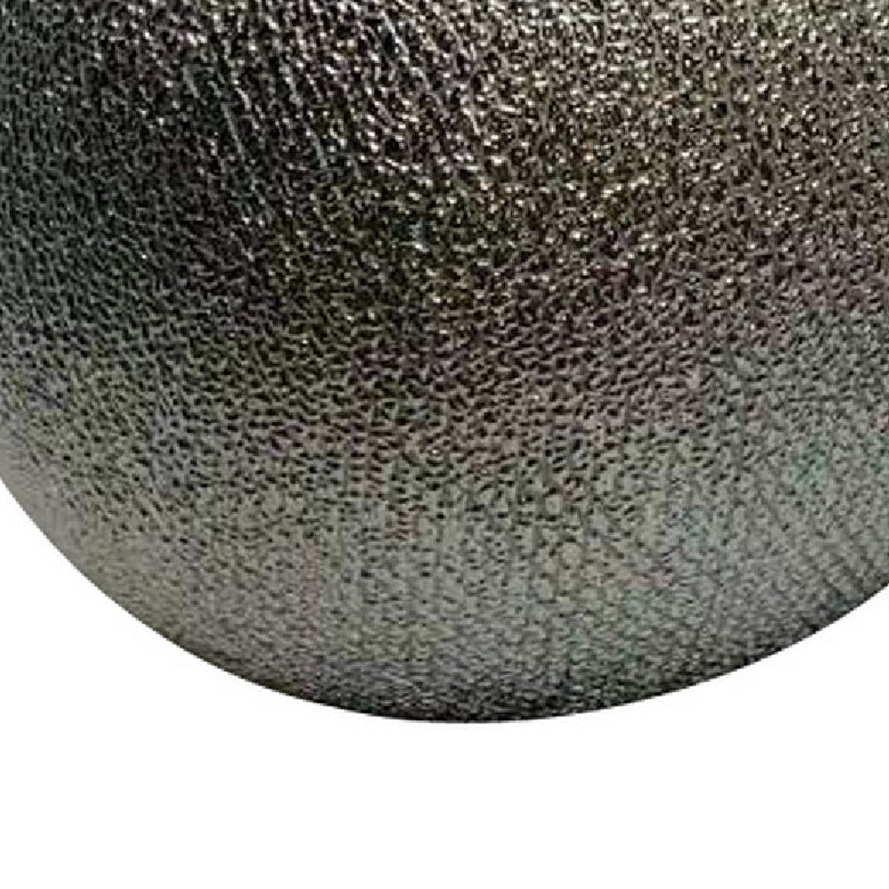 Decorative Ball Orb Set of 3 | Cross-Hatched Texture | Antique Silver Ceramic