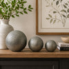 Decorative Ball Orb Set of 3 | Cross-Hatched Texture | Antique Silver Ceramic