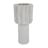 Asmi Decorative Vase | 2-Tier Design | Wavy Ribbed White Ceramic 14"