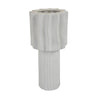 Asmi Decorative Vase | 2-Tier Design | Wavy Ribbed White Ceramic 14"