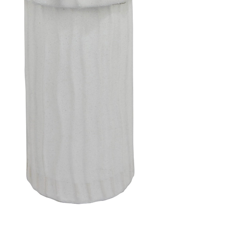 Asmi Decorative Vase | 2-Tier Design | Wavy Ribbed White Ceramic 14"