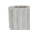 Asmi Decorative Vase | 2-Tier Design | Wavy Ribbed White Ceramic 14"