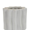 Asmi Decorative Vase | 2-Tier Design | Wavy Ribbed White Ceramic 14"