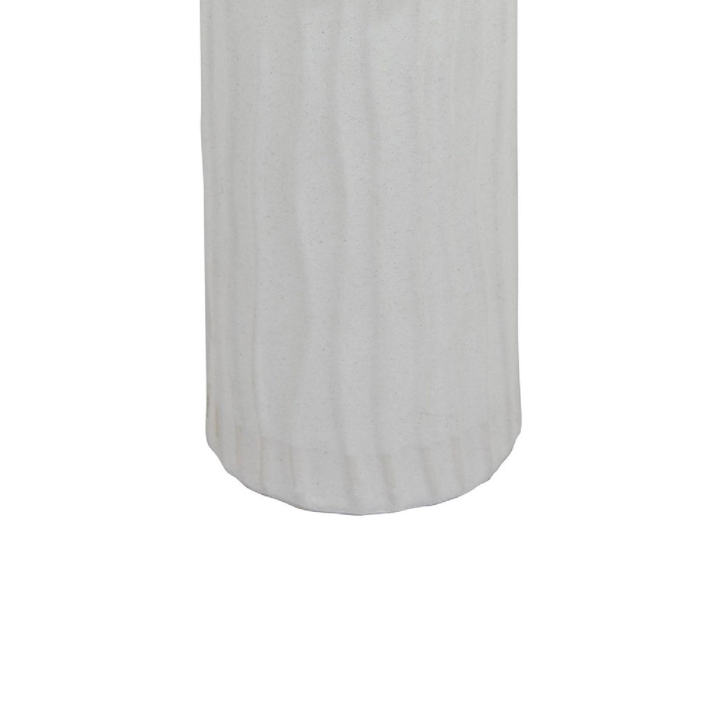 Asmi Decorative Vase | 2-Tier Design | Wavy Ribbed White Ceramic 14"