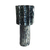 Asmi Decorative Vase | 2-Tier Design | Ribbed Brown & Gray Ceramic 14"