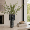 Asmi Decorative Vase | 2-Tier Design | Ribbed Brown & Gray Ceramic 14"