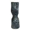 Decorative Vase | Fluted Hourglass Shape | Blue & Bronze Ceramic 16"
