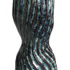 Decorative Vase | Fluted Hourglass Shape | Blue & Bronze Ceramic 16"