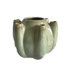 Tulipiere Vase | Crackled Texture | Sage Green & Brown Ceramic 9"