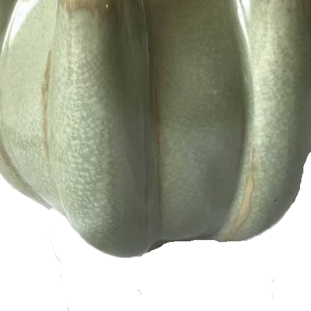 Tulipiere Vase | Crackled Texture | Sage Green & Brown Ceramic 9"