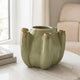 Tulipiere Vase | Crackled Texture | Sage Green & Brown Ceramic 9"