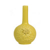 Decorative Vase | 3D Dahlia Applique | Relief Petals | Yellow Ceramic 13"