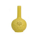 Decorative Vase | 3D Dahlia Applique | Relief Petals | Yellow Ceramic 13"