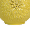 Decorative Vase | 3D Dahlia Applique | Relief Petals | Yellow Ceramic 13"