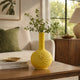 Decorative Vase | 3D Dahlia Applique | Relief Petals | Yellow Ceramic 13"