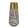Gold Drip Vase | Ribbed Texture | Distress Gray & White Ceramic 14"