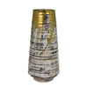 Gold Drip Vase | Ribbed Texture | Distress Gray & White Ceramic 14"