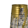 Gold Drip Vase | Ribbed Texture | Distress Gray & White Ceramic 14"