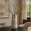 Gold Drip Vase | Ribbed Texture | Distress Gray & White Ceramic 14"