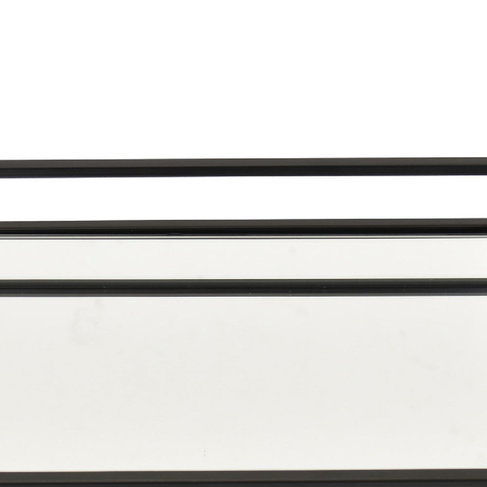 Shaya Rectangular Tray | Gallery Frame w Rails | Glass | Black Metal 16"