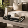 Shaya Rectangular Tray | Gallery Frame w Rails | Glass | Black Metal 16"