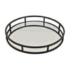 Shaya Round Tray | Gallery Frame w Rails | Glass | Black Metal 15"