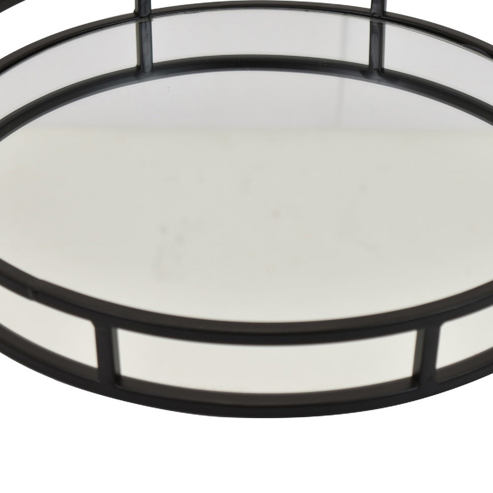 Shaya Round Tray | Gallery Frame w Rails | Glass | Black Metal 15"